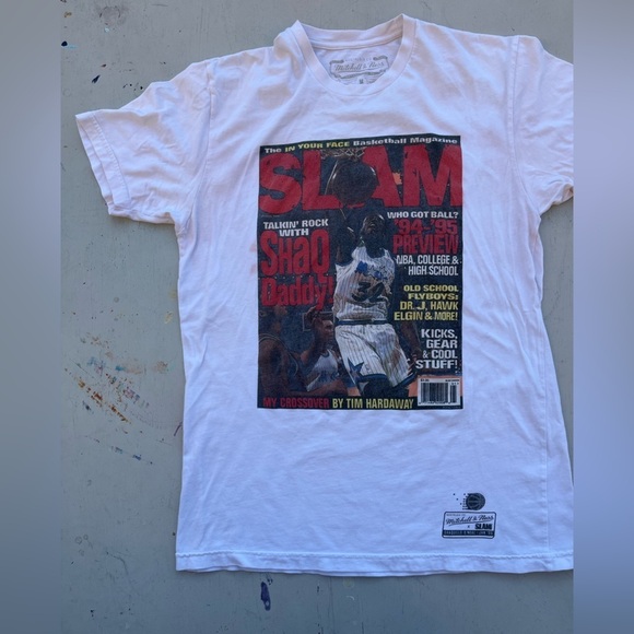 Men's Mitchell&Ness T-Shirt White Shaq O'Neill M Streetwear 90s Magic NBA Dunk - Picture 5 of 15